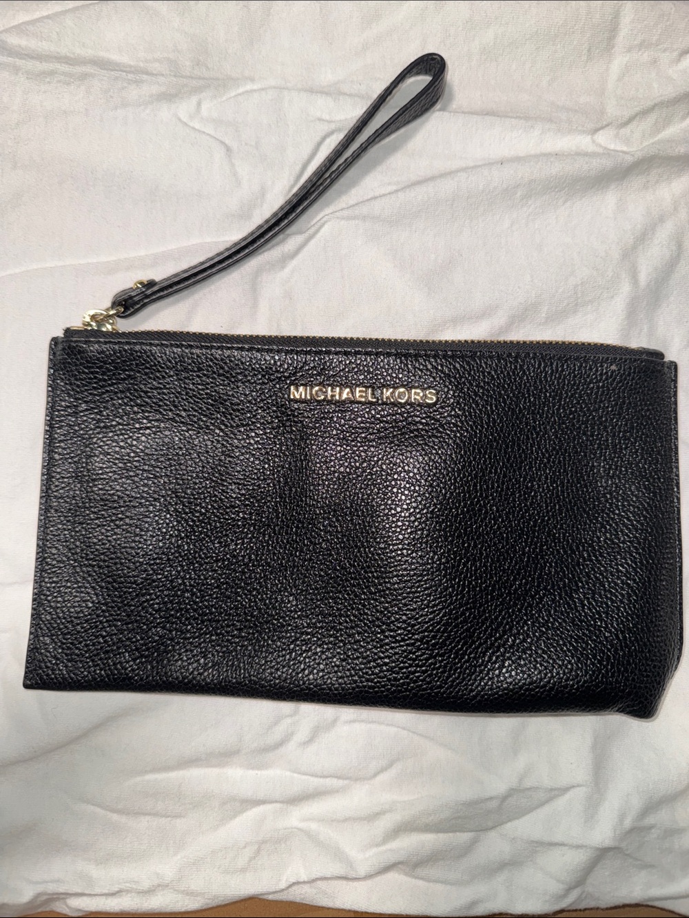 Michael Kors Black Leather Wristlet Pouch